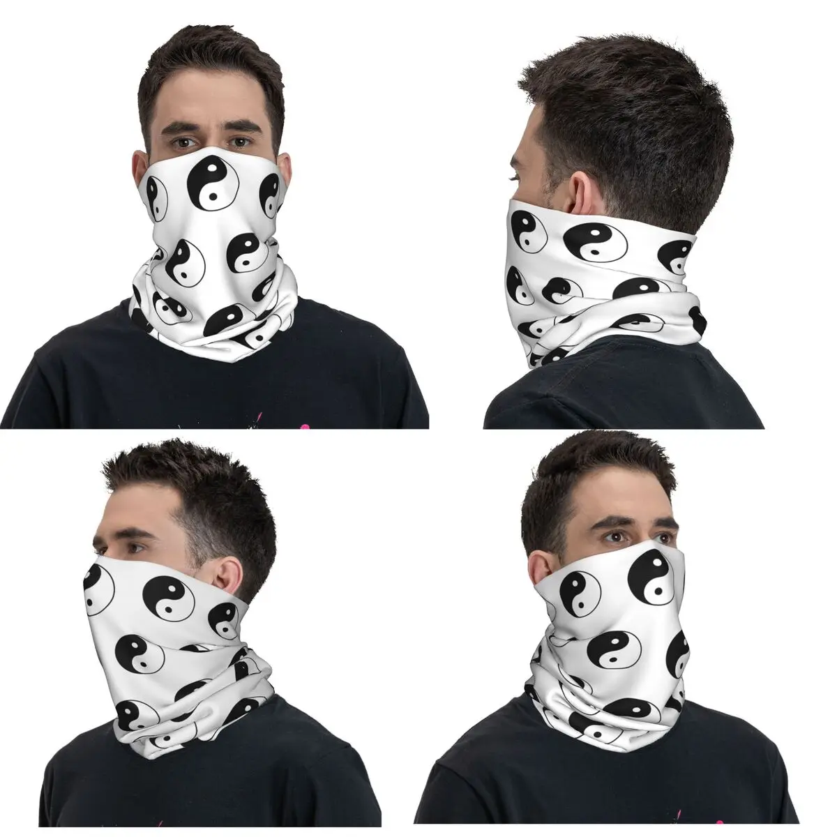 Asian Yin Yang Symbol Bandana Neck Gaiter Printed Wrap Mask Scarf Multifunction Balaclava Riding Unisex Adult Winter