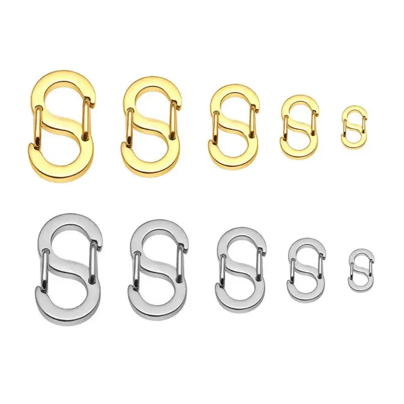 2pcs S-type Buckle Snap Hook Carabiner Necklaces Connectors Stainless Steel Jewelry Making Supplies DIY Connector Findings