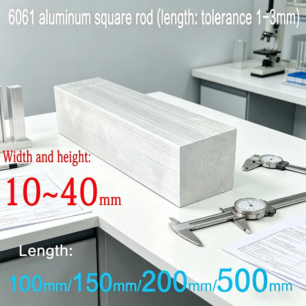 6061 Aluminum Alloy Square Rod, Width and Height of 10-40mm, Length of 100-500mm, Widely Used for Your Selection