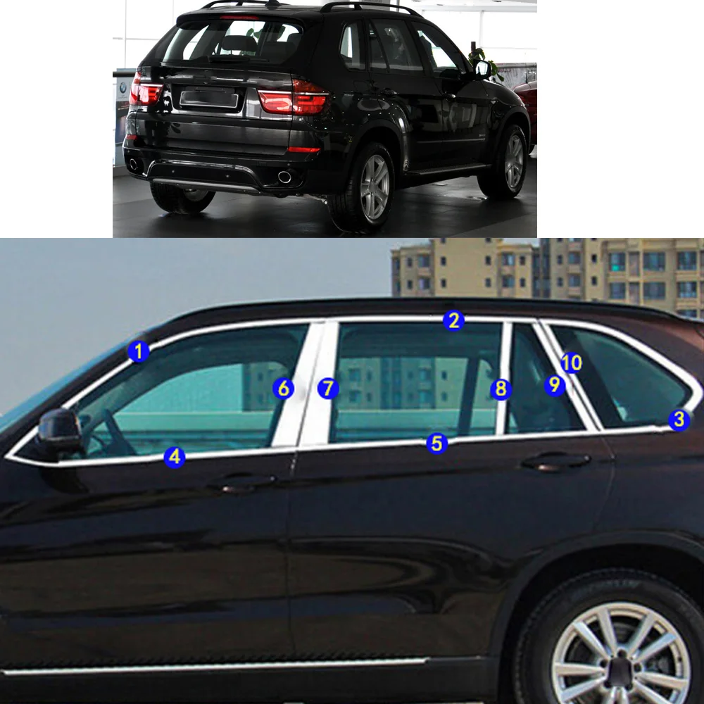 

Car Sticker Garnish Pillar Window Middle Strip Trim Frame Hoods For BMW X5 xDrive 30i 35i 2008 2009 2010 2011 2012 2013