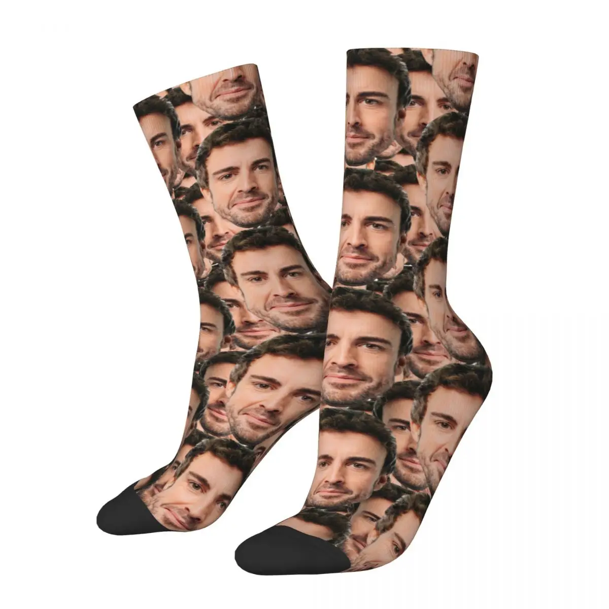 Fun Big Face Fernando Alonso Men Women Happy Socks Windproof Novelty Spring Summer Autumn Winter Stockings Gift