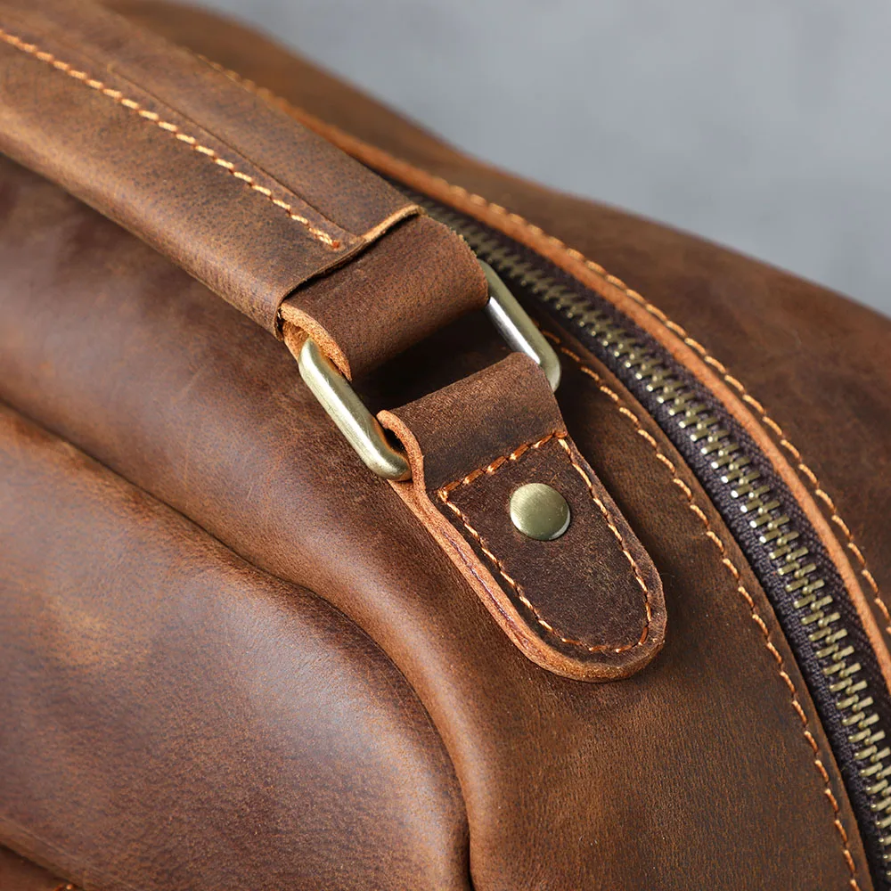 S.WORKER Vintage Echtleder-Rucksack für Herren, Große Laptop-Schultertasche aus Rindsleder, Klassische Vintage Crazy Horse Schultasche für Reisen – Detail 15