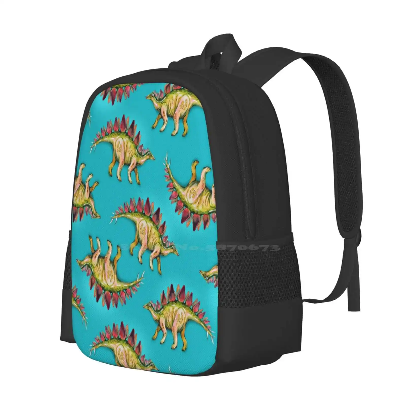 My Friend Stegosaurus Pattern Design Bagpack School Bags Stegosaurus Dinosaur Blue Green Red Ancient Animal Reptile Lizard