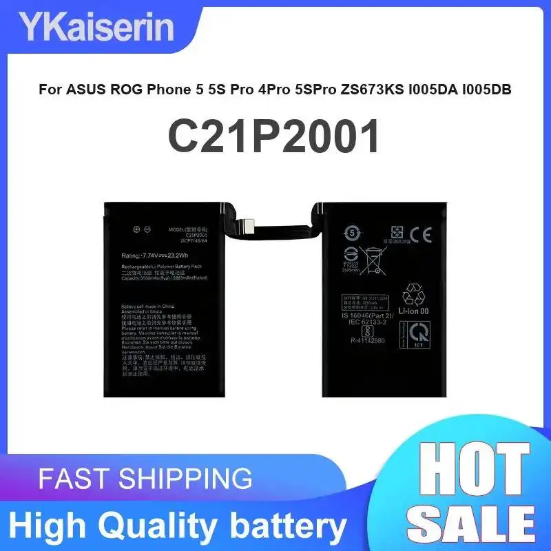 3000mAh C21P2001 High Quality Reliable Power Mobile Phone Battery For Asus Rog Phone 5 Phone 5s Pro ZS673KS I005DA I005DB