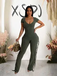 Womens One Piece Jumpsuit Solid Color Jumpsuits for Women Summer Sexy Ladies Knit Jumpsuits Skinny Wholesale Dropshipping