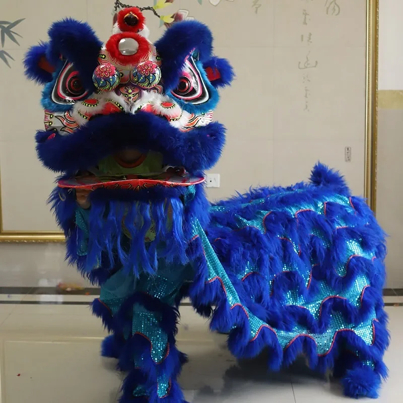 

Blue Southern Lion Dance Lion Performance Prop Foshan Traditional Craft Double Buddha Costume