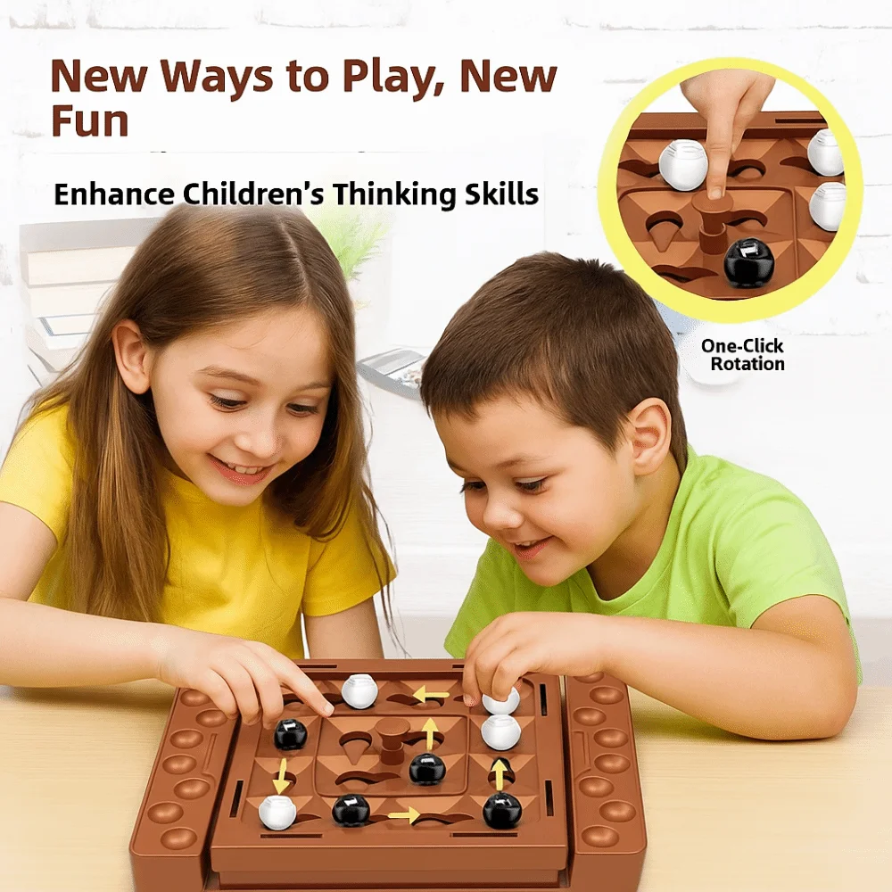 

Interactive Touch Flip Black White Chess Parent-Child Interactive Intelligent Tabletop Board Games Montessori Track Chess Games
