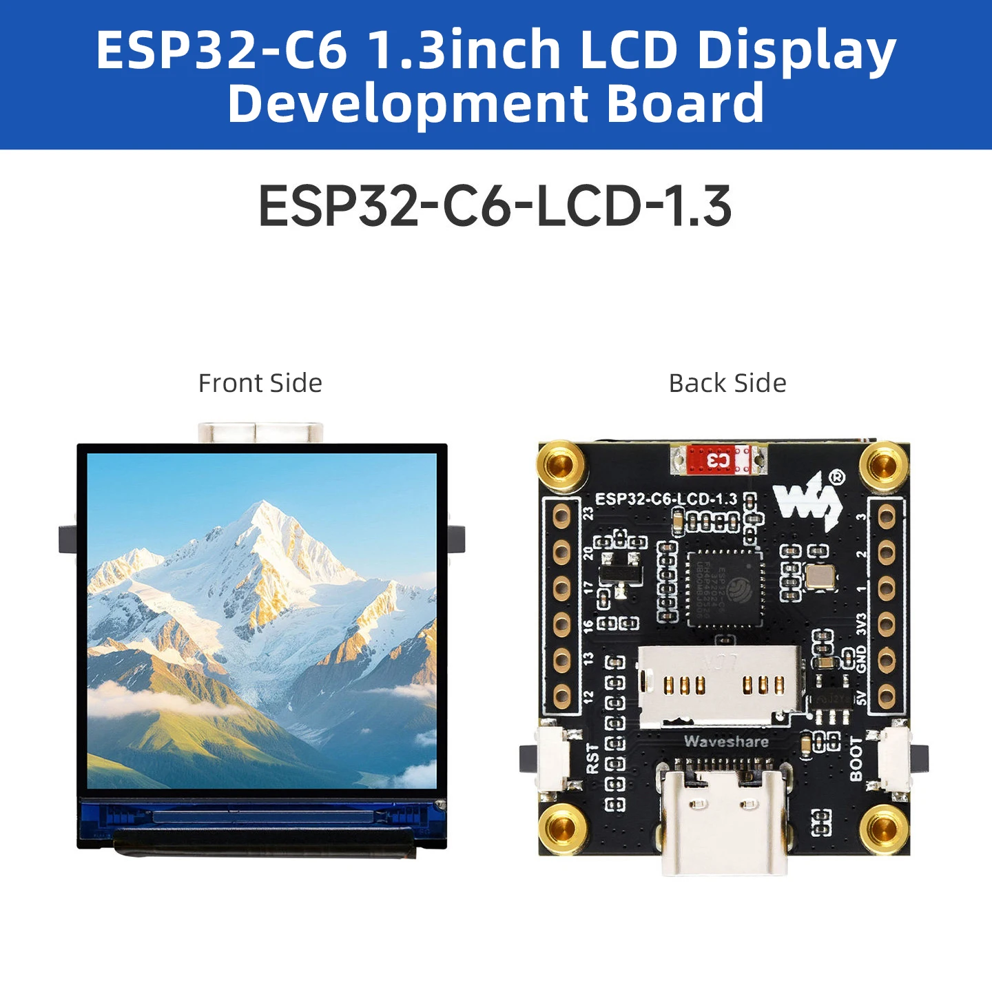 ESP32-C6 1.3 Inch 240*240 LCD Display Development Board RGB LED 262K Color ST7789 Driver Support WiFi 6 BLE 5 for Arduino IDE