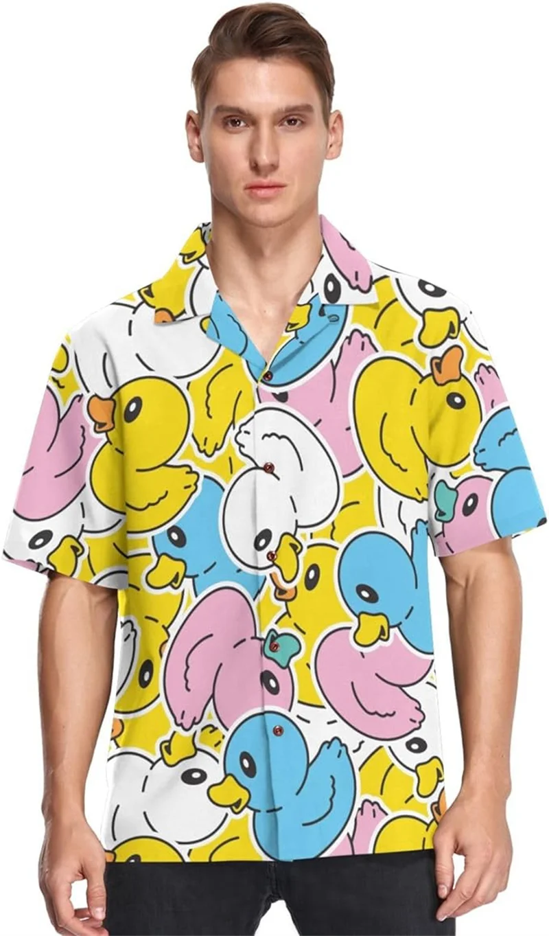 Summer 3D Cute Animal Rubber Duck Printing Shirts For Men Funny Yellow Duck Graphic Short Shirts Kid Kawaii Clothing Fashion Top