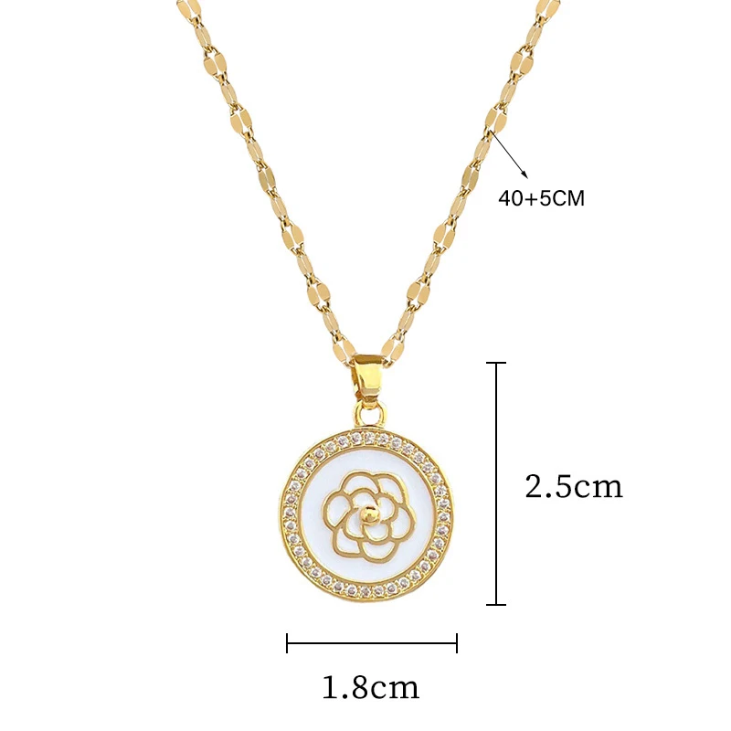 DIEYURO 316L Stainless Steel Round Flower Pendant Necklace Earrings For Women Girl New Trendy Jewelry Set Gift Party Accessories