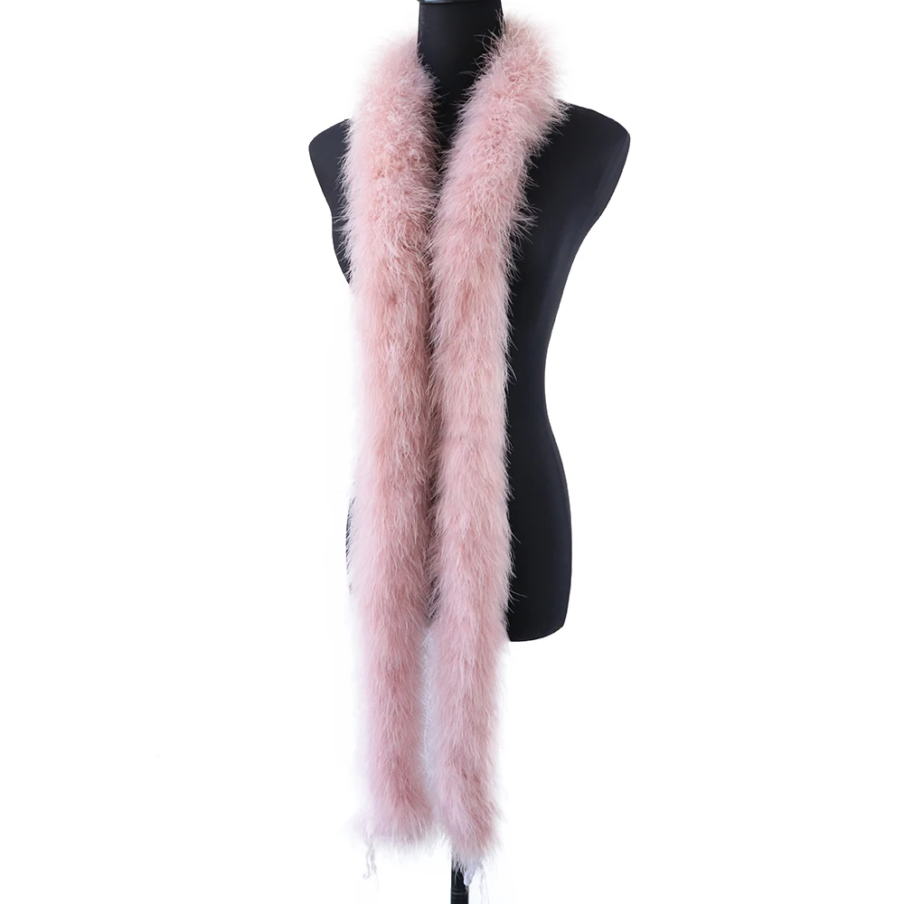 50 Grams Soft Leather Powder Turkey Feather Boa 2 Yards Natural Turkey Plumes Scarf for Party Costume Clothing Shawl Decoration