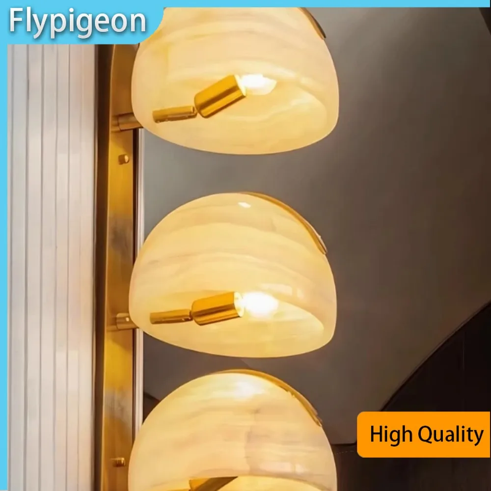 

Italian Designer Copper Marble Wall Lamp Modern LED Light For Living Room Background Wall Bedroom Dining Room Atmosphere 220V