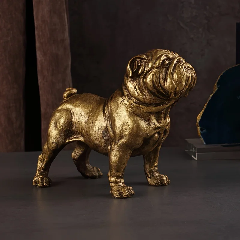 Golden Retriever French Bulldog Statue Desk Decoration Ornaments Creative Gilding Puppy Animal Sculpture Room Aesthetic Decor
