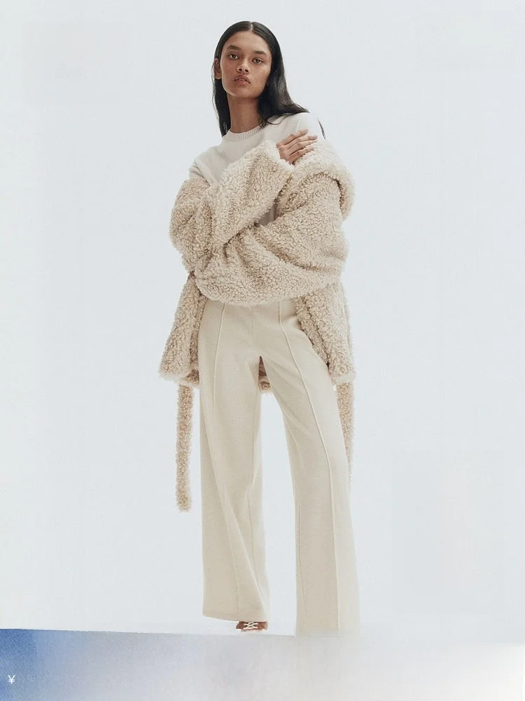 

Весенние женские повседневные брюки с широкими штанинами и высокой талией из смесового полиэстера и хлопка H&M 305329, женские брюки с высокой талией