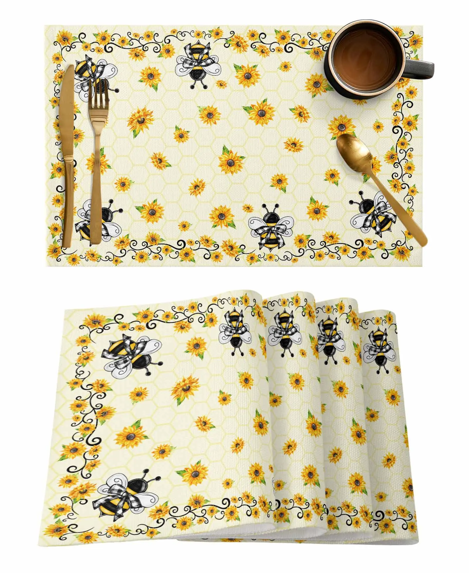 Summer Bee Sunflower Flower Table Runner Luxury Wedding Decor Table Runner Home Dining Holiday Decor Tablecloth