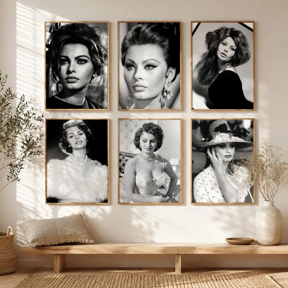 Vintage Film Star S-Sophia Loren Poster All-match HD Waterproof Self-Adhesive Wall Art Sticker For Home Bedroom