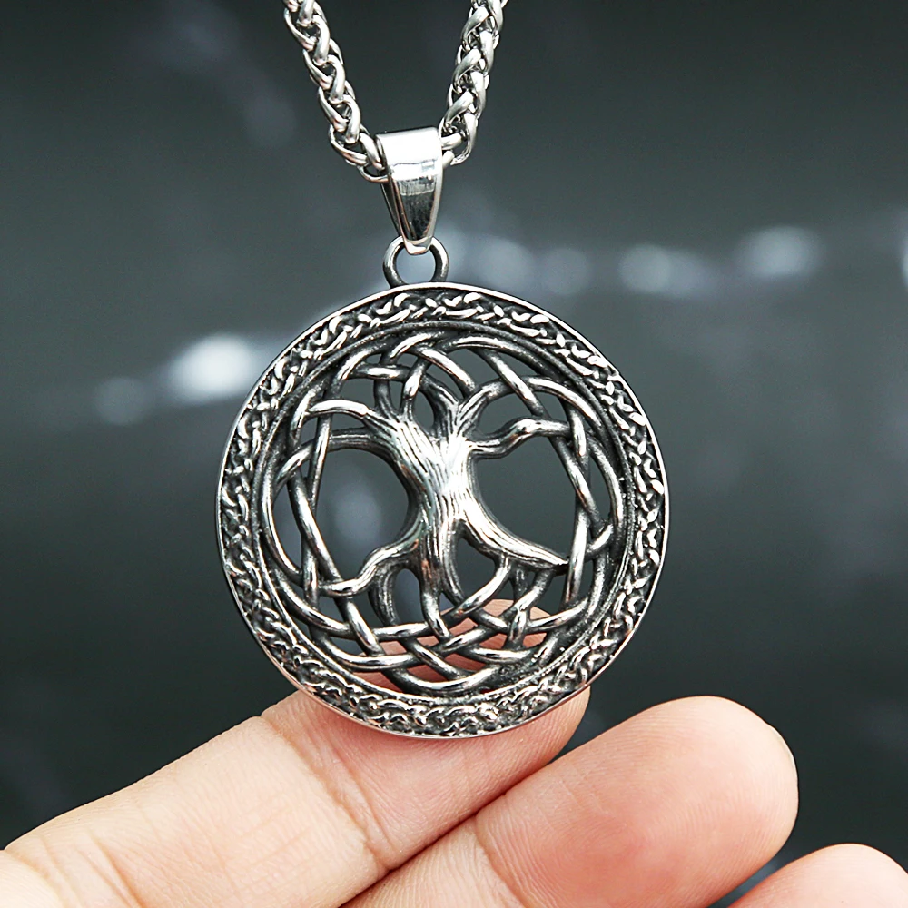 Fashion Vintage Viking Tree of Life Pendant For Men Women Stainless Steel Celtic Knot Necklaces Punk Amulet Jewelry Dropshipping