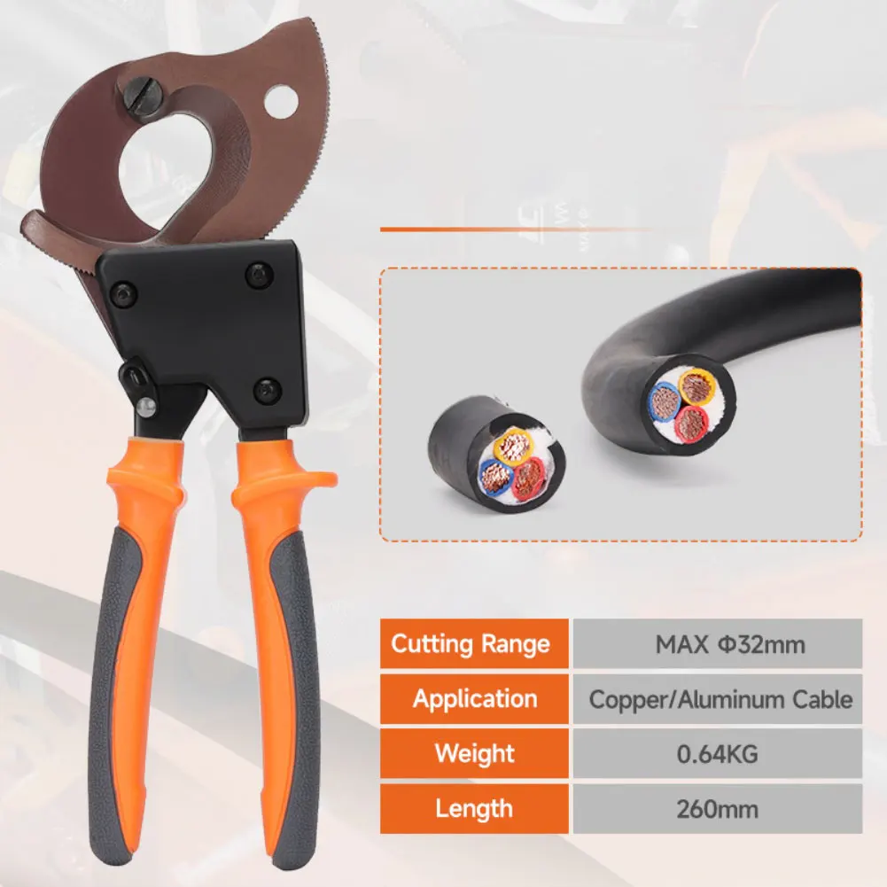 coupe-cable-a-cliquet-iws325s-pour-fil-de-cuivre-avec-lame-en-acier-a-haute-teneur-en-carbone-et-poignee-ergonomique-pour-minimiser-la-fatigue-manuelle