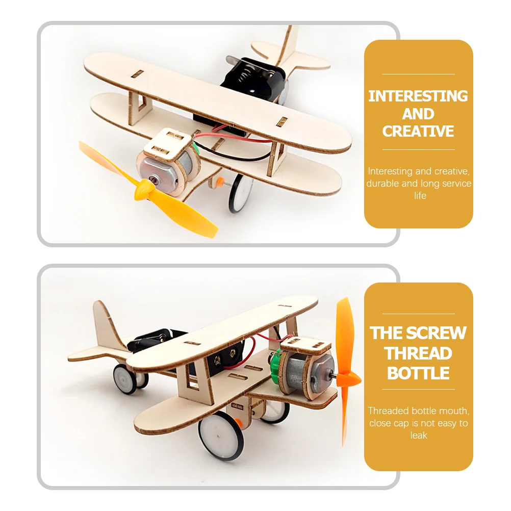 1 Set Experiment DIY Wooden Airplane Toy Educational Assembly Wood Plane Model Educational DIY Airplane Toy