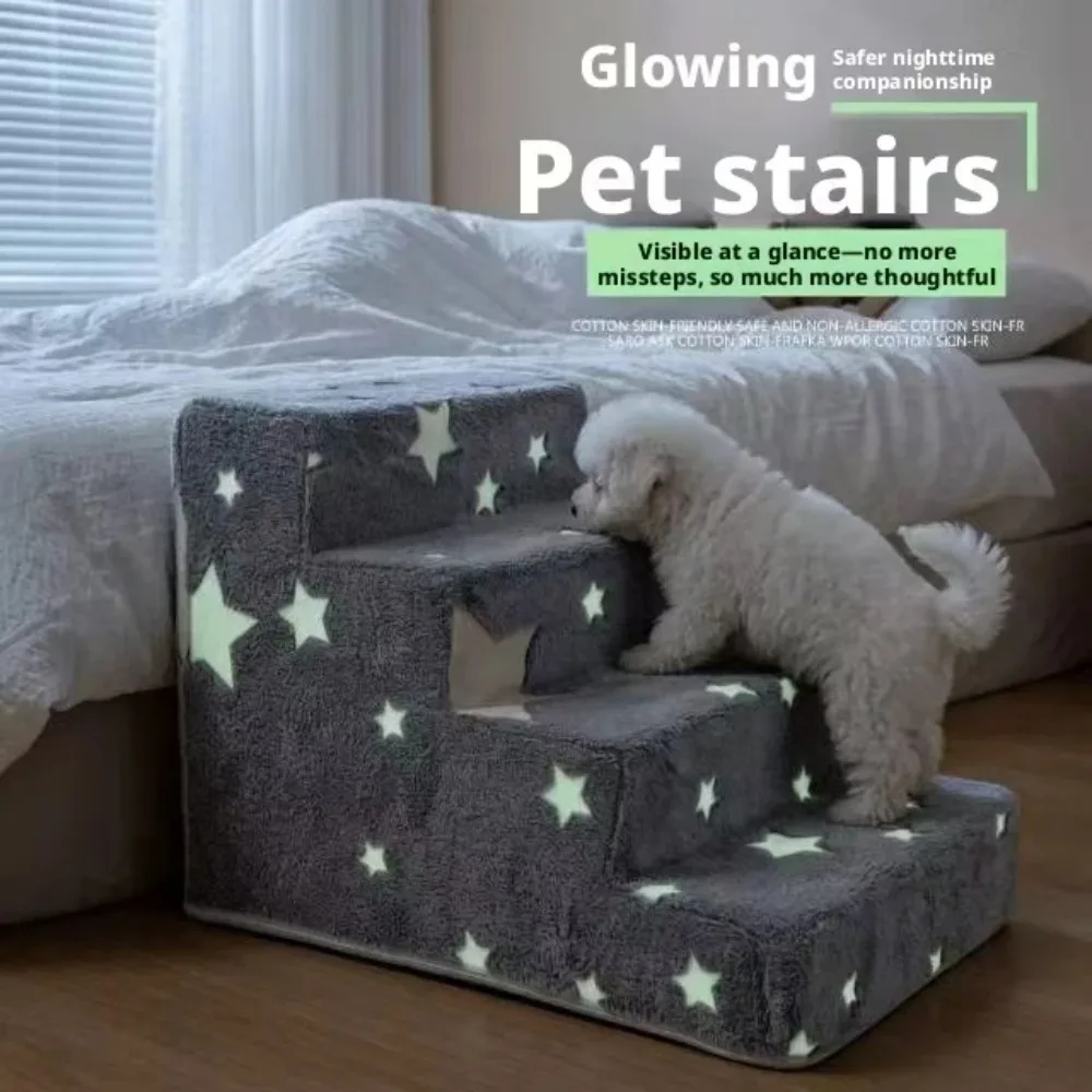 

Noctilucent Star Shape 3/4 Pets Steps Foam Dogs Secure Stairs Ramps Pet Steps for Protect Older Dogs Non-Slip Pet Sofa Bed Ladde