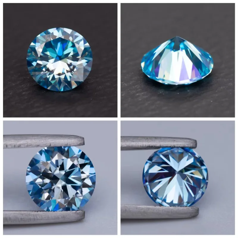 Moissanite Stone Round Cut Rainbow Purple Color DIY Charms Jewelry Making Ring Necklace Earrings Main Materials Certificate