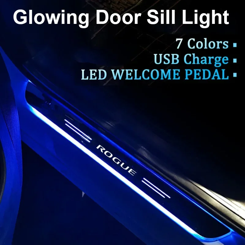 

Acrylic LED Car Threshold Light for Nissan Rogue Auto Front Rear Door Sill Welcome Pedal Plate Lamp Atmosphere Accessories