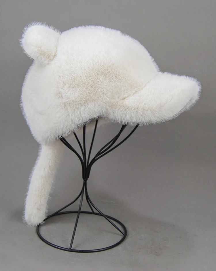 Plüschmütze für Erwachsene, Kinder und Jugendliche, für Pendler, mit Kunstfell-Schwanz, russische Wintermütze, wärmende Baseballkappe, Mützen für Damen. – Detail 20