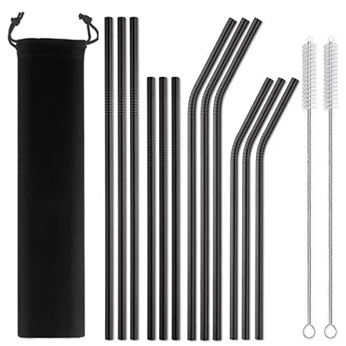 

Set of 12 Reusable Metal Straws Eco-friendly 304 Stainless Steel Drinking Straws for 30oz 20oz Tumbler Cup Bar Party Drinkware