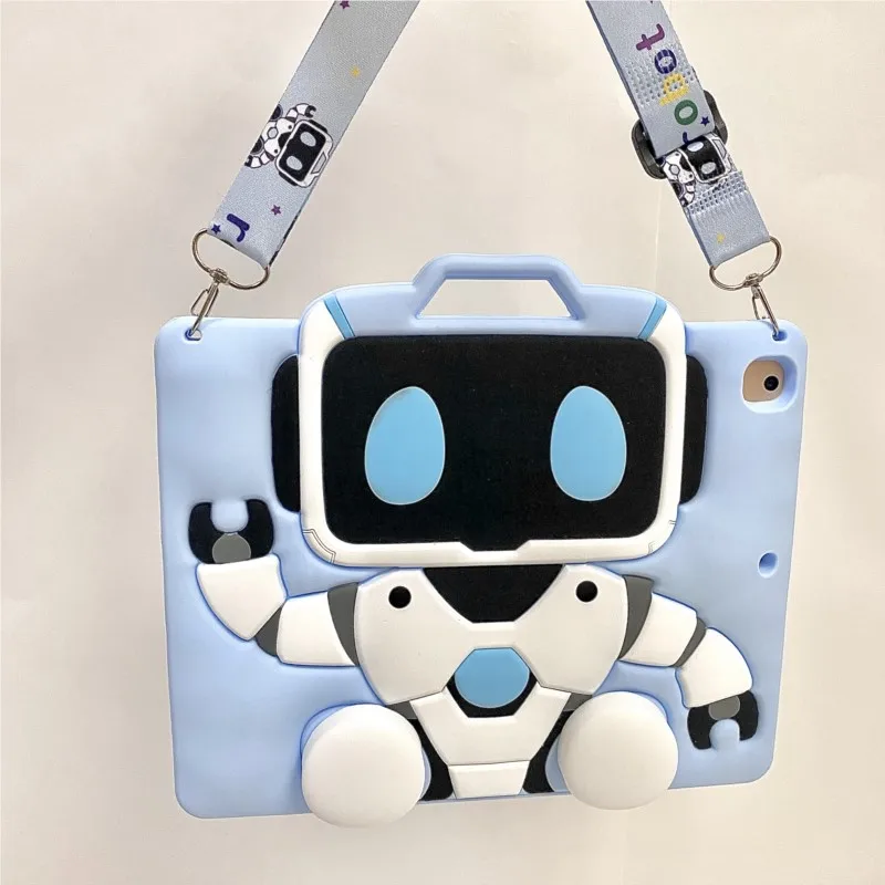 New Robot Tablet Case For Huawei Honor X9 X8a11in Cute Cartoon Child Safety Strap with Pen Holder lanyard Tablet Case