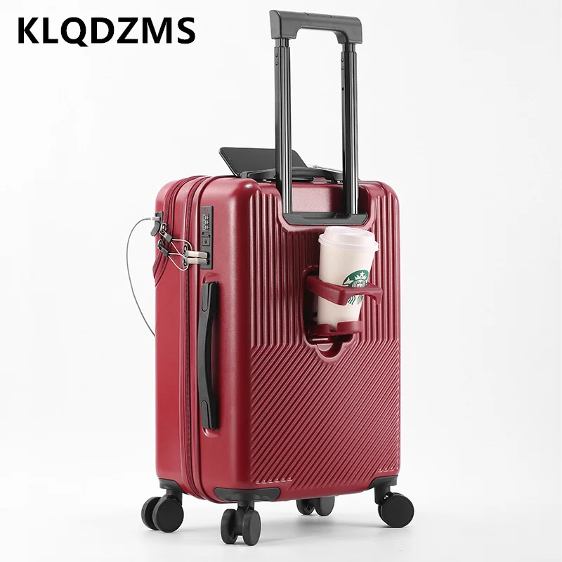 KLQDZMS-Valise d'embarquement pour ordinateur portable, valise à roulettes ABS + PC, bagages de cabine, chargement USB, ouverture avant, 20 po, 22 po, 24 po, 26 po