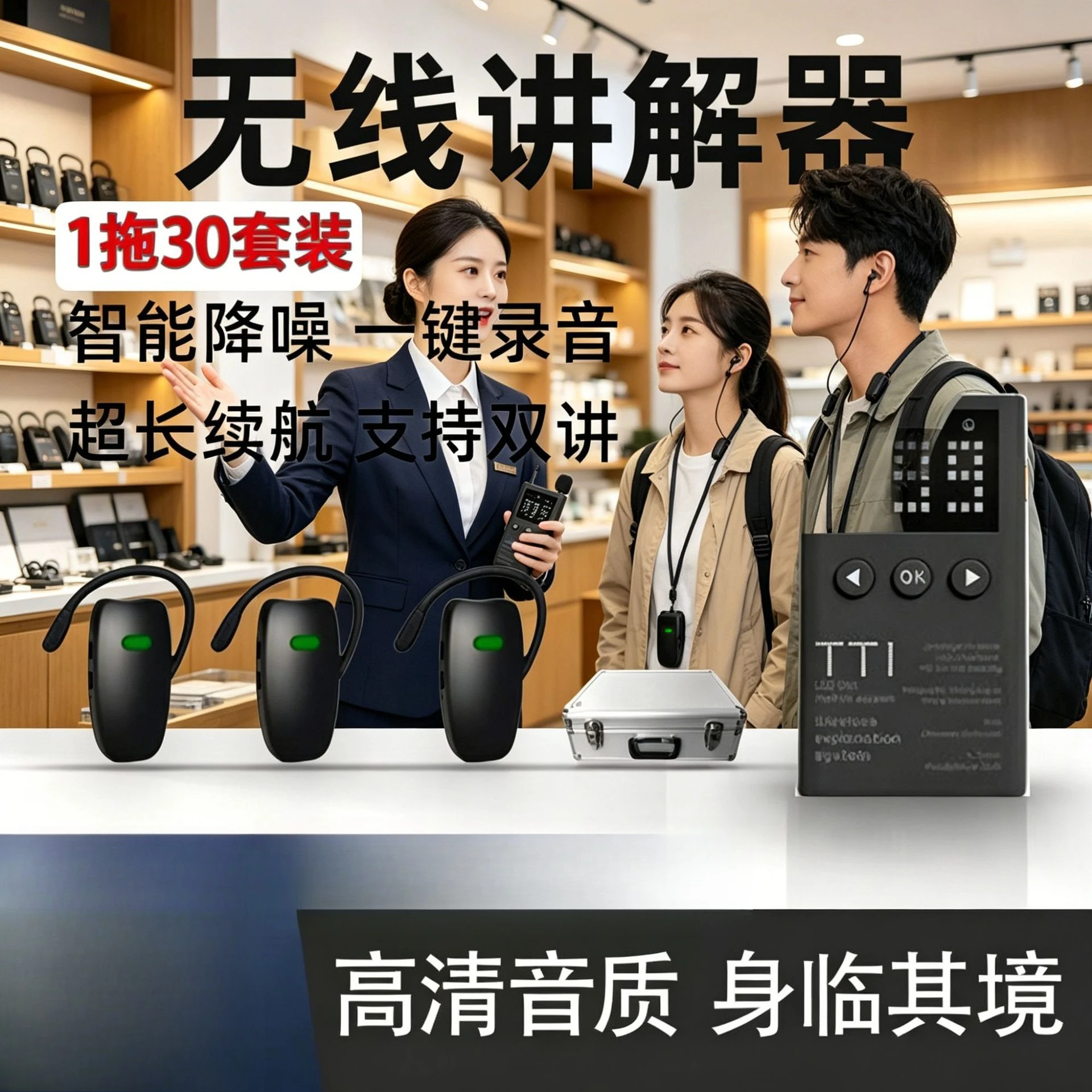 Wireless explainer Bluetooth connection Research Museum tourist attraction 1 drag 30 set Tour guide explainer