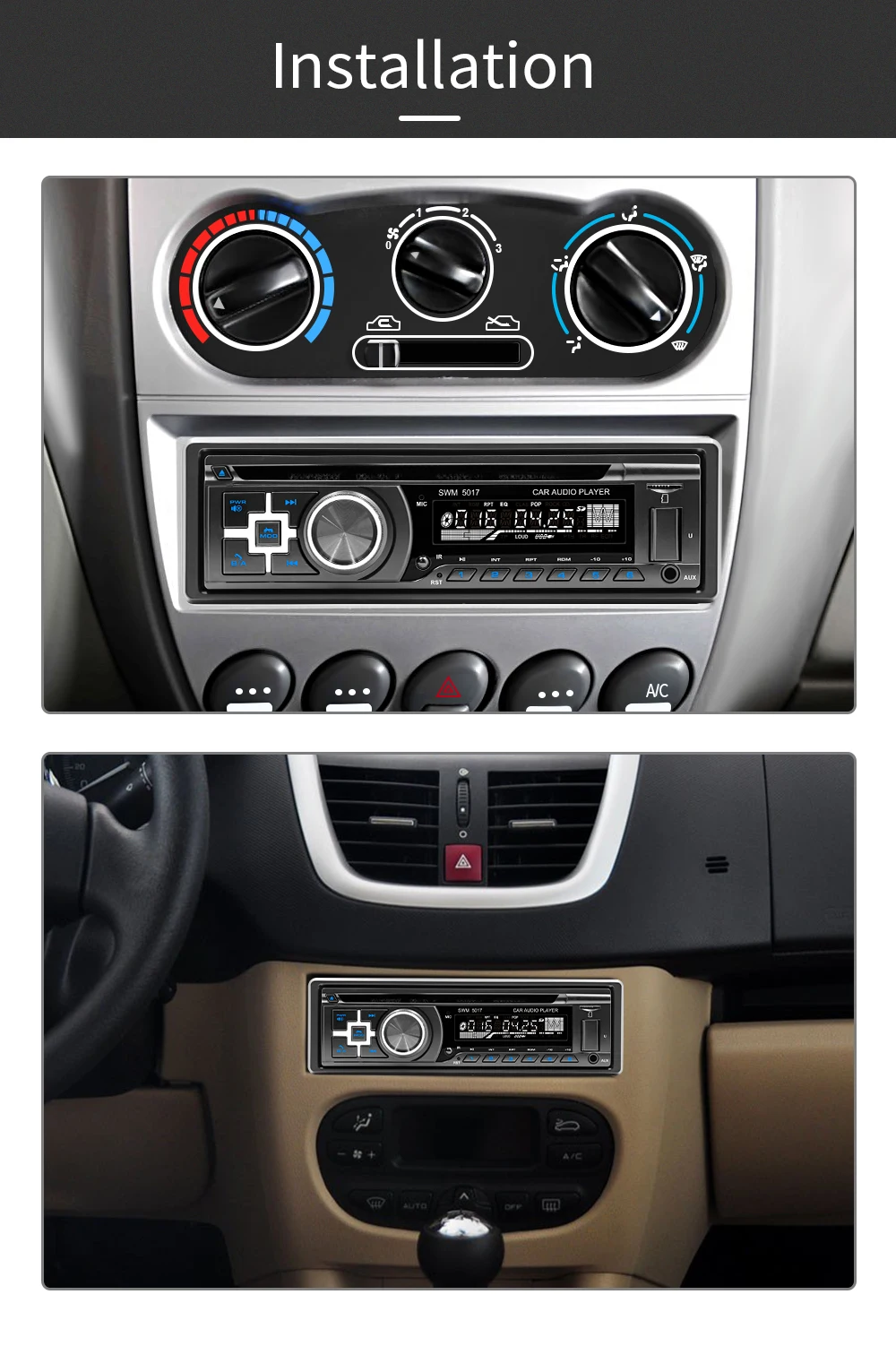BQCC 1Din FM TF AUX USB CD/VCD/DVD Player AI Vioce BT Car Radio Video output RCA audio output RDS For Universal