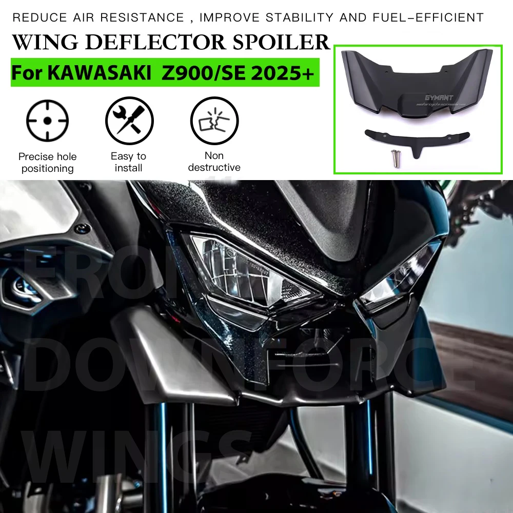 لـ KAWASAKI Z900SE 2025 Z900 2025 دراجة نارية Downforce وينجليت الهوائية الجناح الأمامي مجموعة سبويلر ملحقات جديدة سبويلر أمامي #1