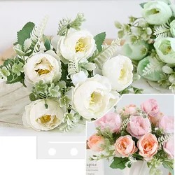 30cm 6 Big Heads Peony Rose Pink Artificial Flowers Silk Fake Flower Flores For DIY Home Garden Bride Wedding Home  Decoration