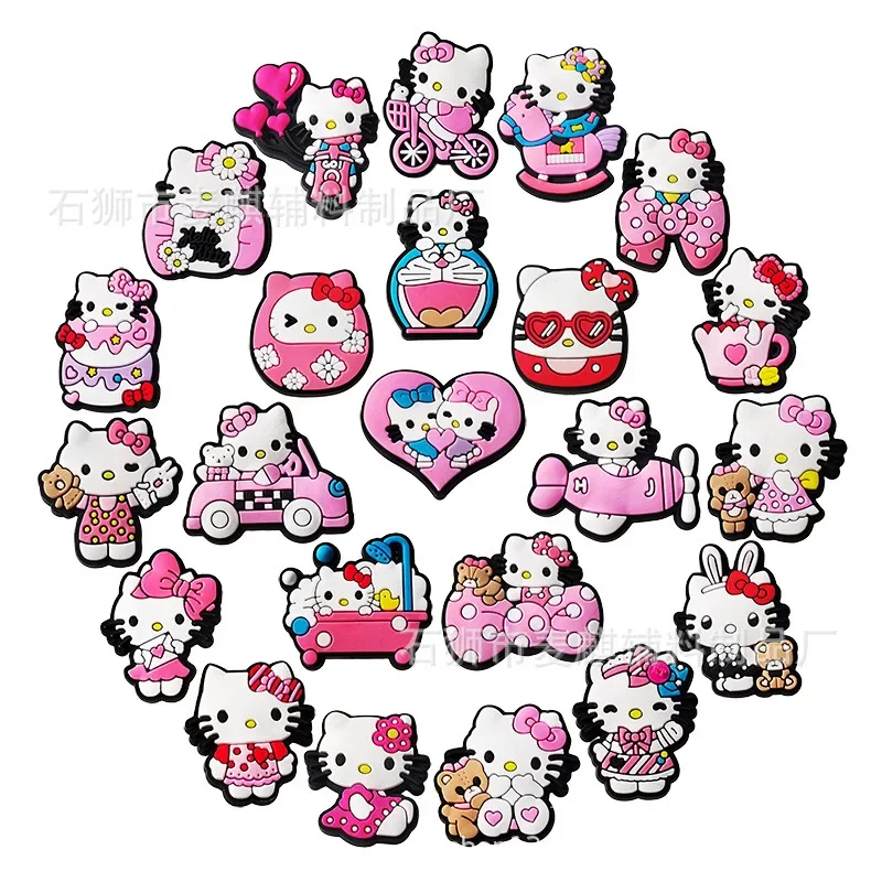 23 pz/set Cute Hello Kitty Shoe Croc Charms accessori per gatti decorazione Cartoon Animal for Hello Kitty Sanrio donna regalo per bambini