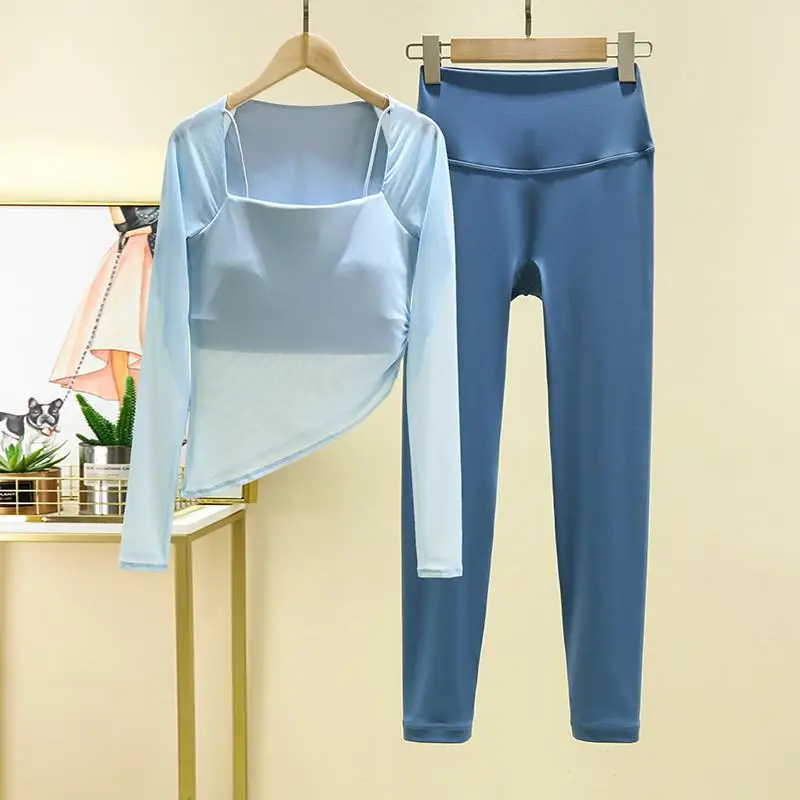 

Высококачественная сексуальная утягивающая одежда для фитнеса, длинная одежда для йоги Sve с накладкой на грудь для тренировок по пилатесу, осеннее новое поступление