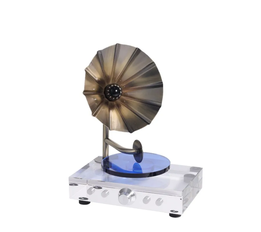 Modern light luxury crystal player retro phonograph ornament porch model room creative living room record player jewelry