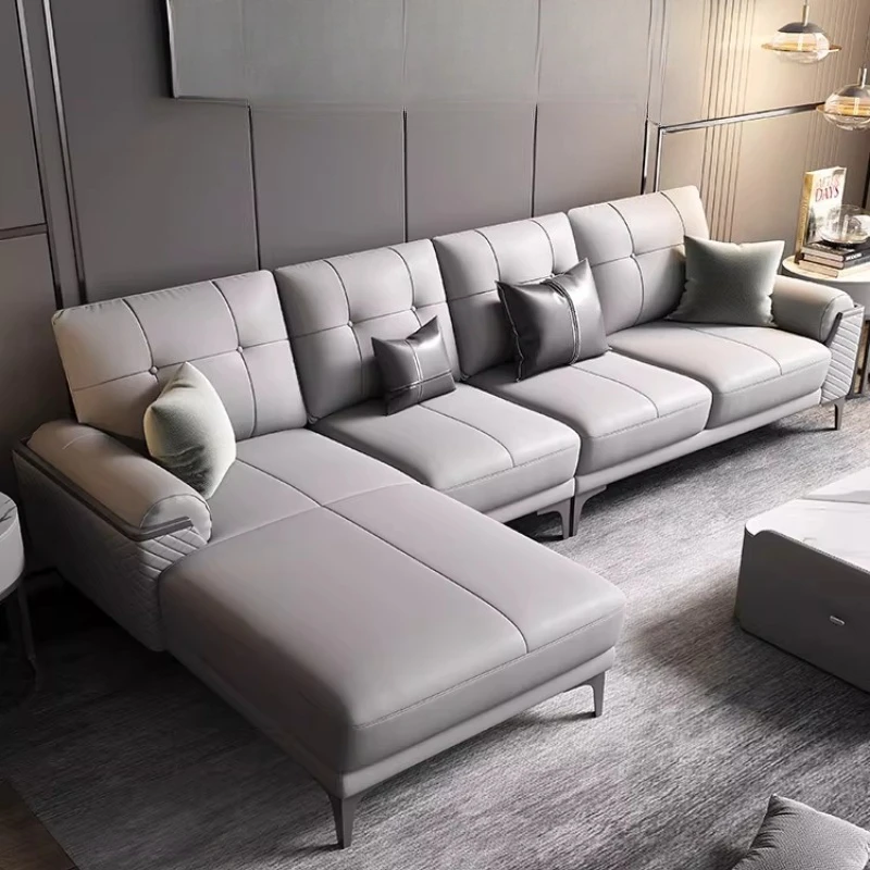 

Leather sofa combination post-modern simple living room luxury high-end