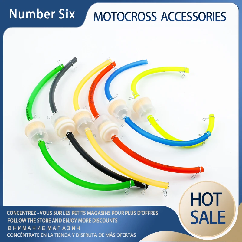 6mm Motorcycle Gas Fuel Filter Gasoline Pipe Hose Cord + 4 Clips Motorcycle Scooter Dirt Bike Yellow Red Blue Green