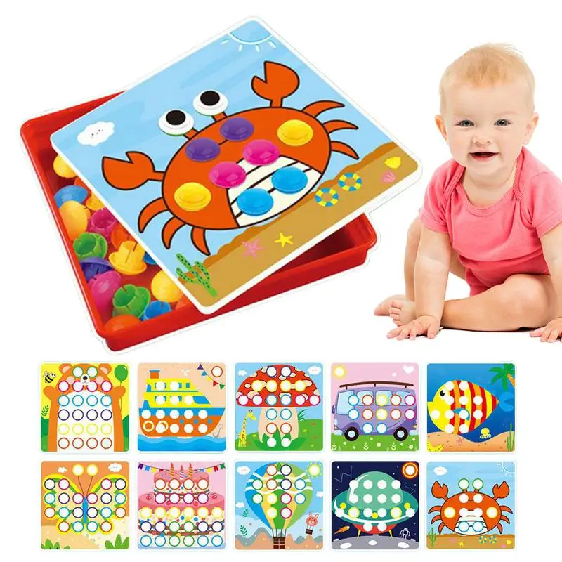 

Color Matching Mosaic Board Fun And Educational Button Art Toys For Kids Developmental Toys For Interaction Early Education Gift