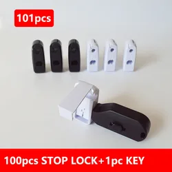 101pcs White Stop Lock and Magnet Key Anti-Theft StopLock for Security Display Hook