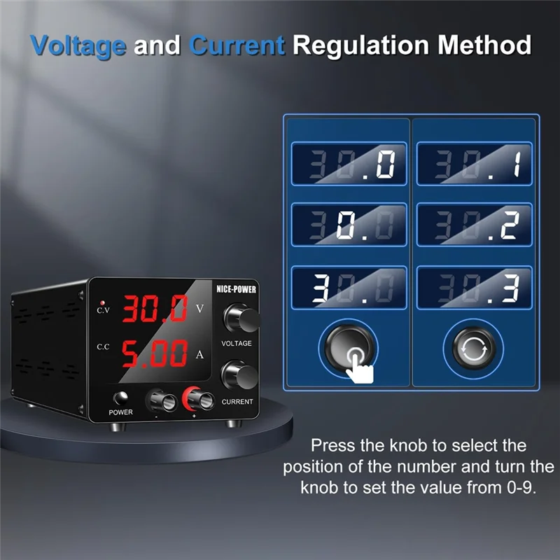 

A72P DC Power Supply Variable, 30V 5A Adjustable Switching Regulated Power Supply with Encoder, LED Display US Plug
