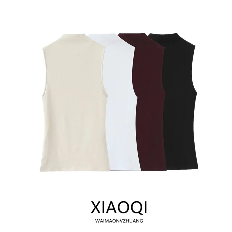 

Women's Slim Fit Cotton High Collar Svel Top Fall New Arrival Faion Commute Versatile Clothing Comfortable Inner Wear