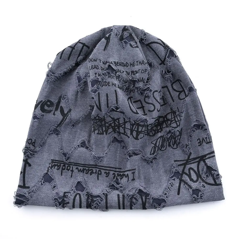 

Fashion Thin Bonnet Letter Print Beanie Wasteland Style Loose Style Vintage Beanie Streetwear Design Hip Hop Beanies Unisex Wear