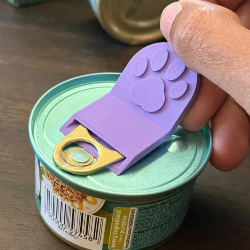 3D Printed Creative Cat Paw Shaped Pet Food Can Opener, Multifunctional Portable Cat Food Can Opener, Safe and Easy to Grip