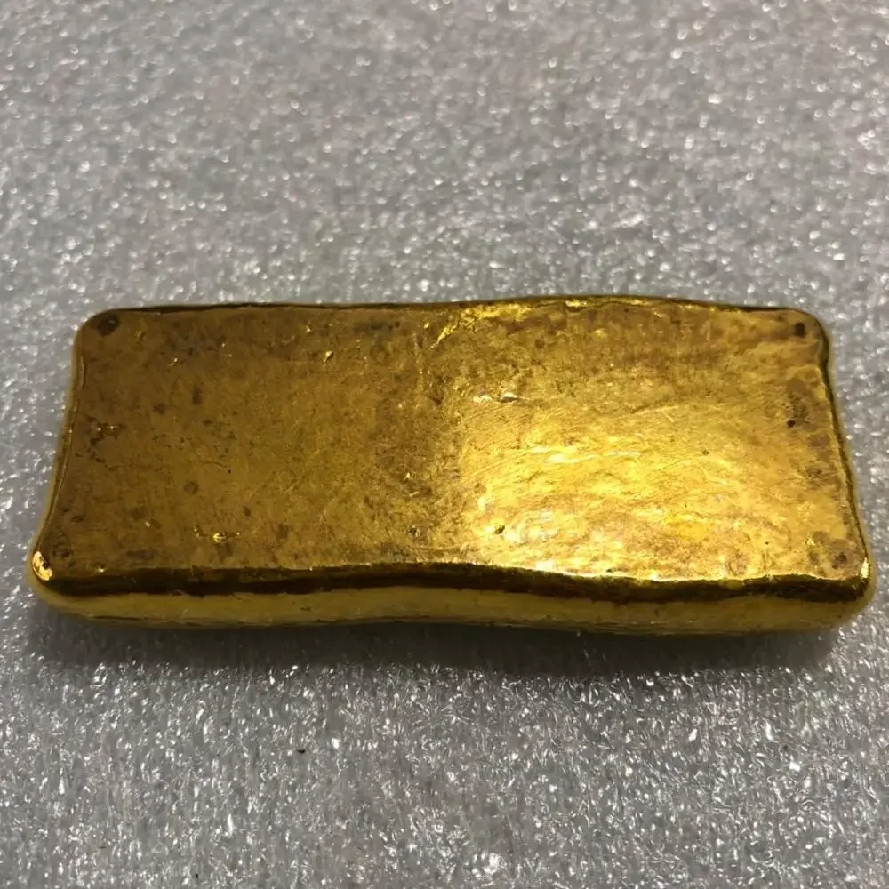 1pcs china antique Collection rotundity golden bar gold bullion ingot Family decoration metal handicraft