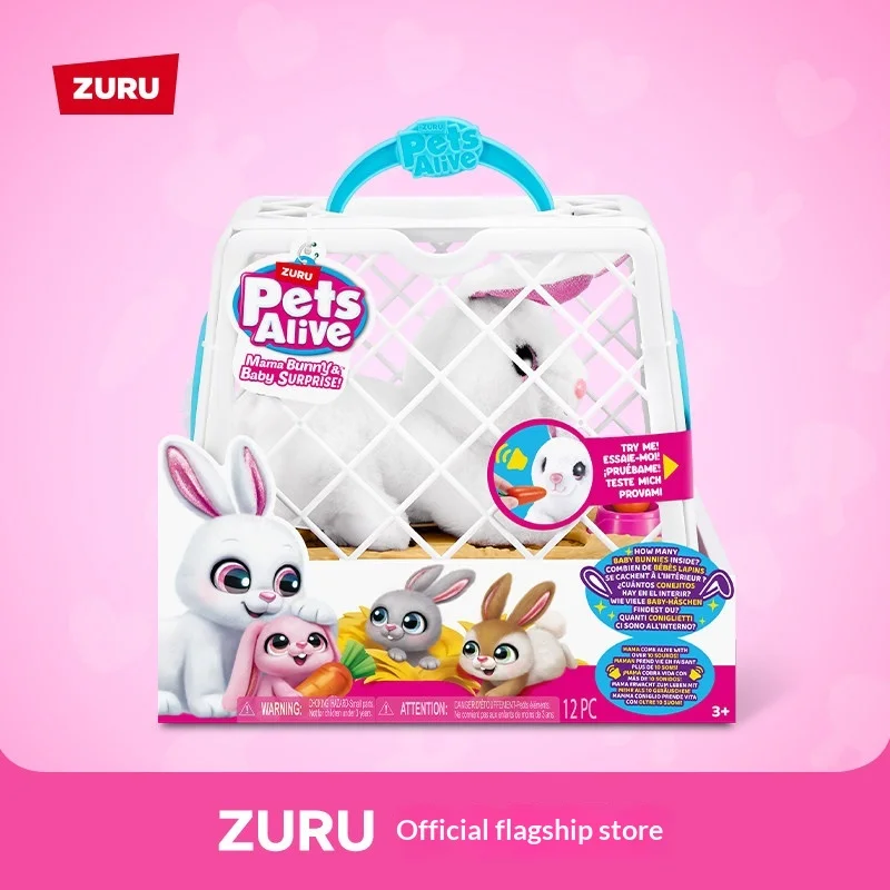 Zuru Pets Alive Mama Bunny Surprise, jouet en peluche électronique sonore, mignon lapin blanc en peluche, cadeau pour les amoureux des lapins