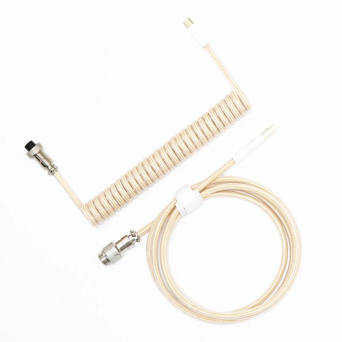 Custom Red Aviator Double Layer USB to Type C Mini Micro Coiled Cable for Mechanical Keyboard Spiral Colorful Matt GX16 Plug