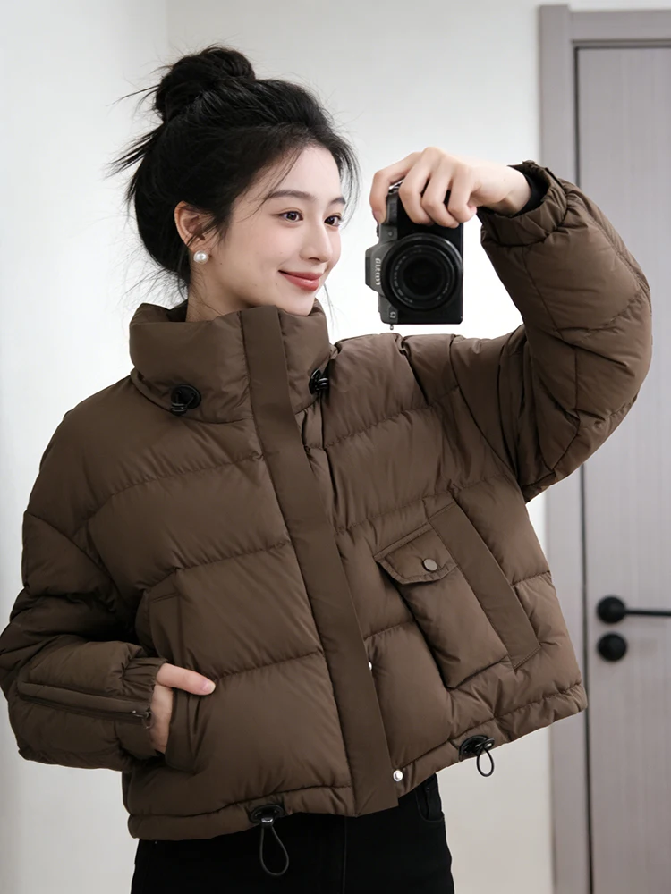 

Модная утепленная хлопковая куртка с воротником-стойкой, короткая верхняя одежда для женщин, новая корейская версия, свободный крой, маленький размер