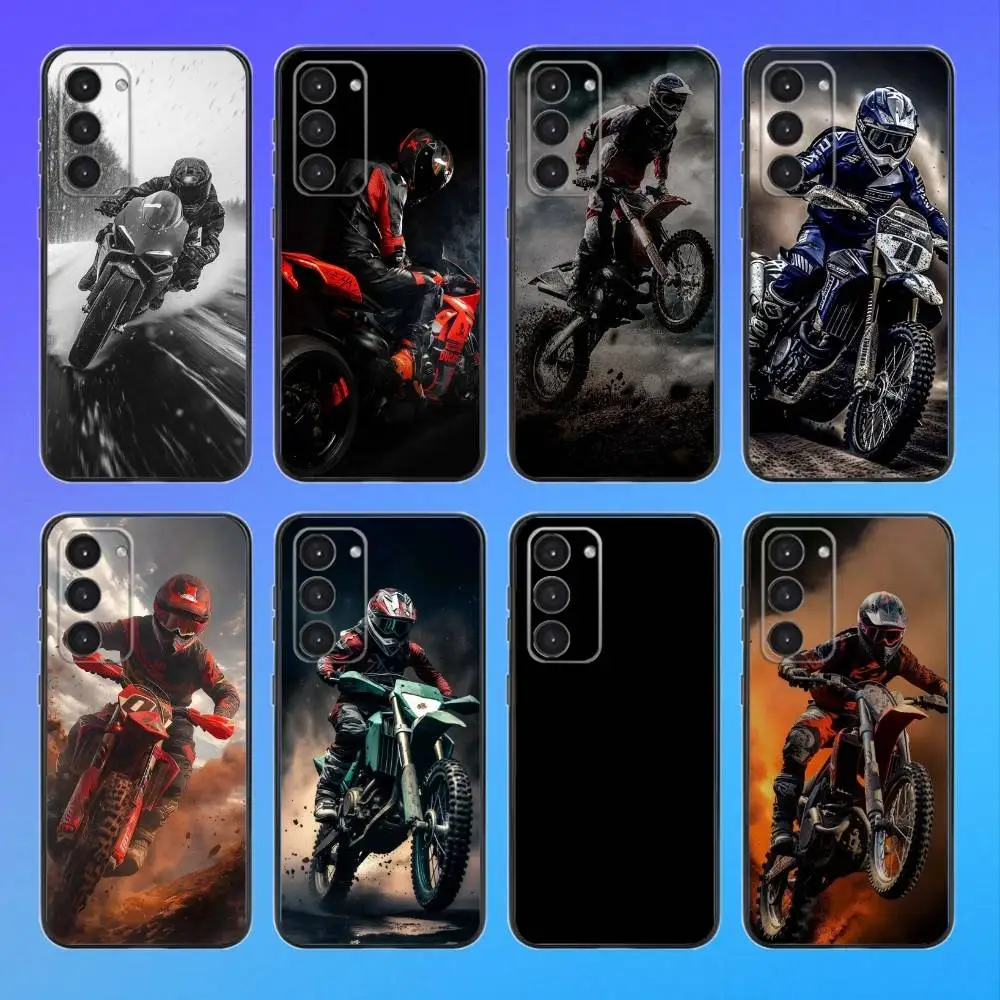 

Moto Cross Motorcycle Sports Black Soft Phone Case For Samsung Galaxy A73,A72,A71,A53,A52
